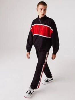 Image of Lacoste Stripe Detail Tracksuit - Black/Red, Size XL, Men