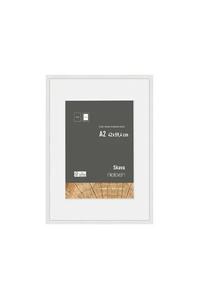 Image of Nielsen Skava A2 Wooden Picture Frame With A3 Mount & Glass Front White
