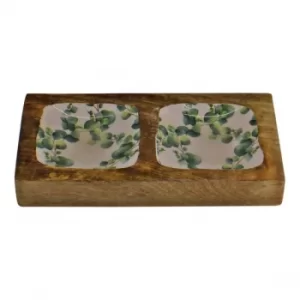 image of Wood & Enamel 2 Portion Snack Serving Tray