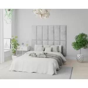 Image of EasyMount Wall Mounted Upholstered Panels, Modular diy Headboard in Mirazzi Velvet Fabric, Silver (Pack of 2) - Aspire