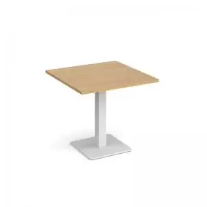Image of Brescia square dining table with flat square white base 800mm - oak