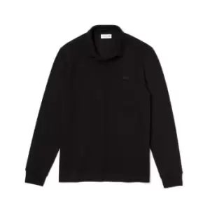 image of Mens Long-sleeve Lacoste Paris Classic Fit Polo Shirt Stretch Size 4 - M Black