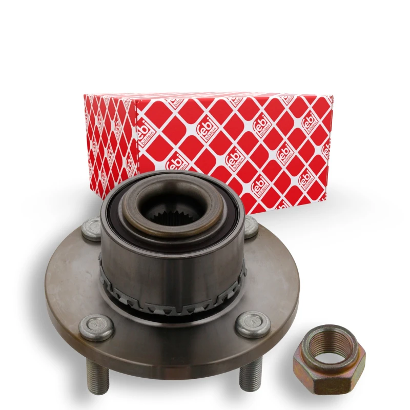 Image of FEBI BILSTEIN 32970 Wheel bearing kit with axle nut, Front Axle Right, with ABS sensor ring Wheel Bearing Kit (654)