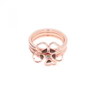 Ted Baker Ladies Rose Gold Plated Leotie Enamel Flower Stacking Ring ML