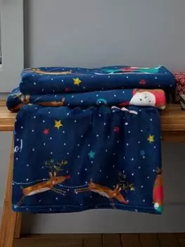 Image of Catherine Lansfield Kids Santas Christmas Wonderland Blanket Throw - Multi