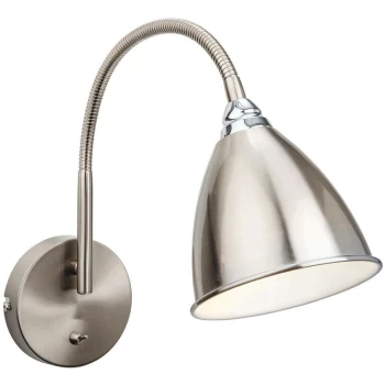 image of Firstlight - Bari - 1 Light Indoor Wall Light (Switched) Brushed Steel, Chrome, E14