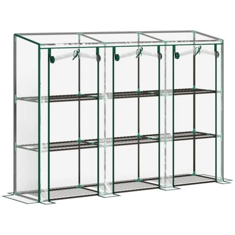 Image of Outsunny 3 Tier Lean-to Mini Greenhouse With Plastic Cover - Clear TJ Hughes 5063603639737