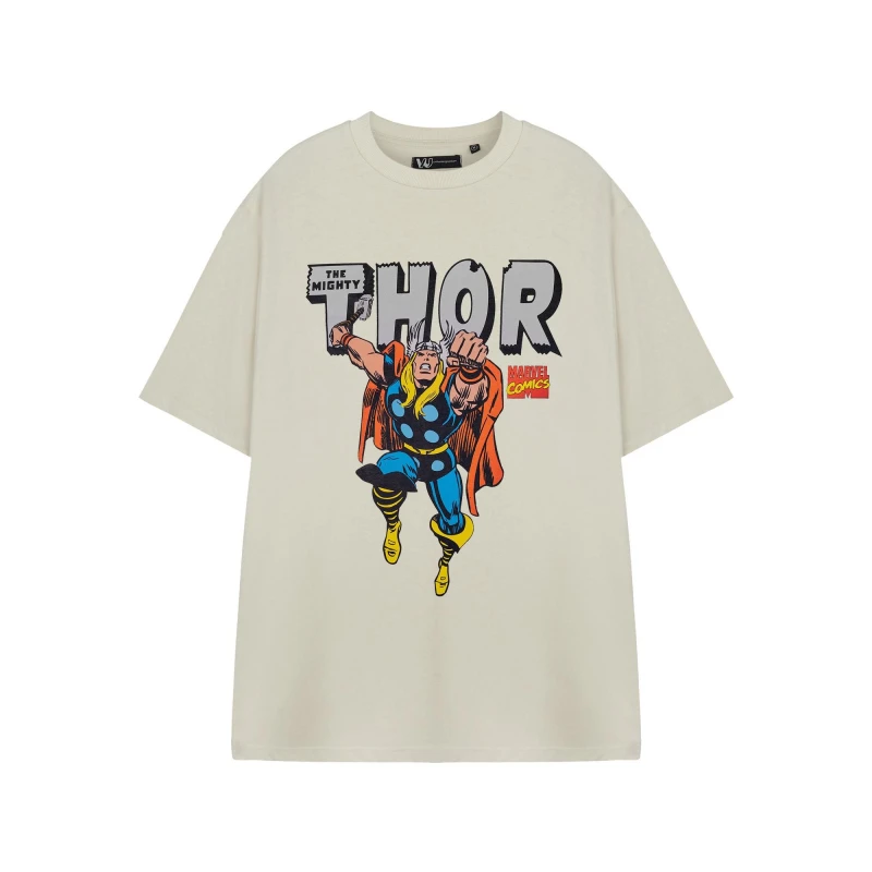 Image of Marvel Marvel Men Short Sleeved T-Shirt in Beige Size: Small Beige S Male 5063203901708