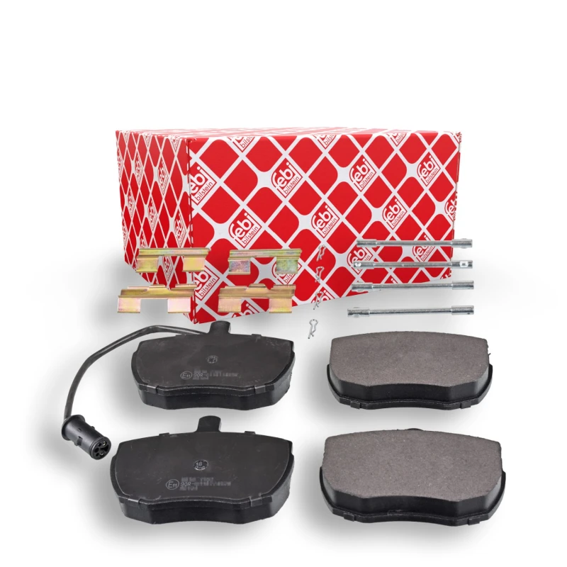 Image of FEBI BILSTEIN 116127 Brake pad set Front Axle, incl. wear warning contact, with fastening material Brake Pad Set,disc brake (402)