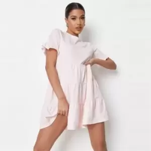 image of Missguided Frill Sleeve Smock Dress - Pink