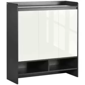 Image of HOMCOM Modern Storage Cabinet With High Gloss White Doors For 24 Pairs Of Shoes