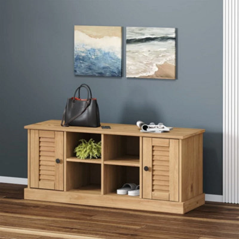 Image of Vidaxl Shoe Bench Vigo 106X35X45cm Solid Wood Pine