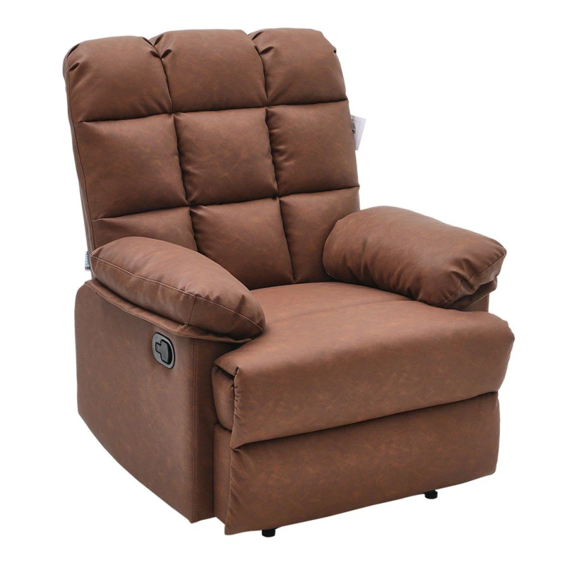 Image of Kabinet UK Faux Leather Upholstered Recliner Armchair Brown unisex One size