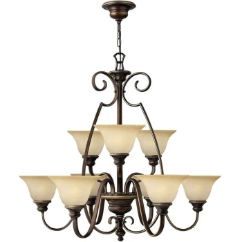 Image of Cello - 9 Light Multi Arm Chandelier Antique Bronze Finish, E27 - Elstead