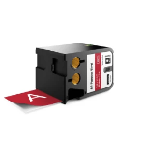 Image of Dymo 1868765 White on Red Tape 54mm x 7.5m