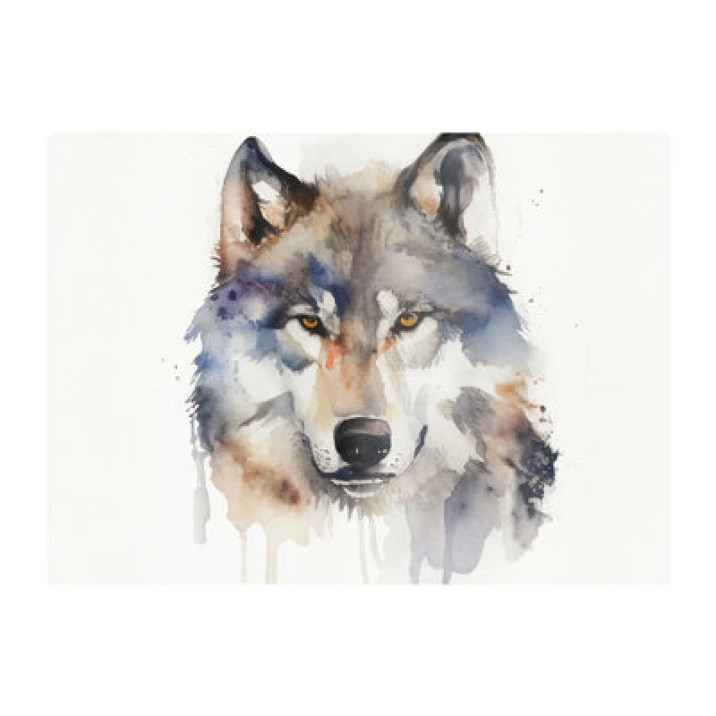 Image of Warren Reed Designer Wolf Watercolour Glass Chopping Board