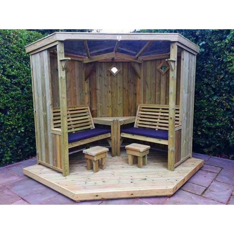 Image of Churnet Valley Garden Furniture Ltd 4 Seasons Room Covered Arbour - Assembly Incl - Set of Cushions Inc in Brown Brown Unisex