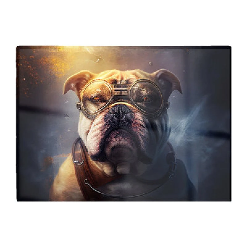 Image of Warren Reed Designer Bulldog With Glasses Splashart Golden Glass Chopping Board