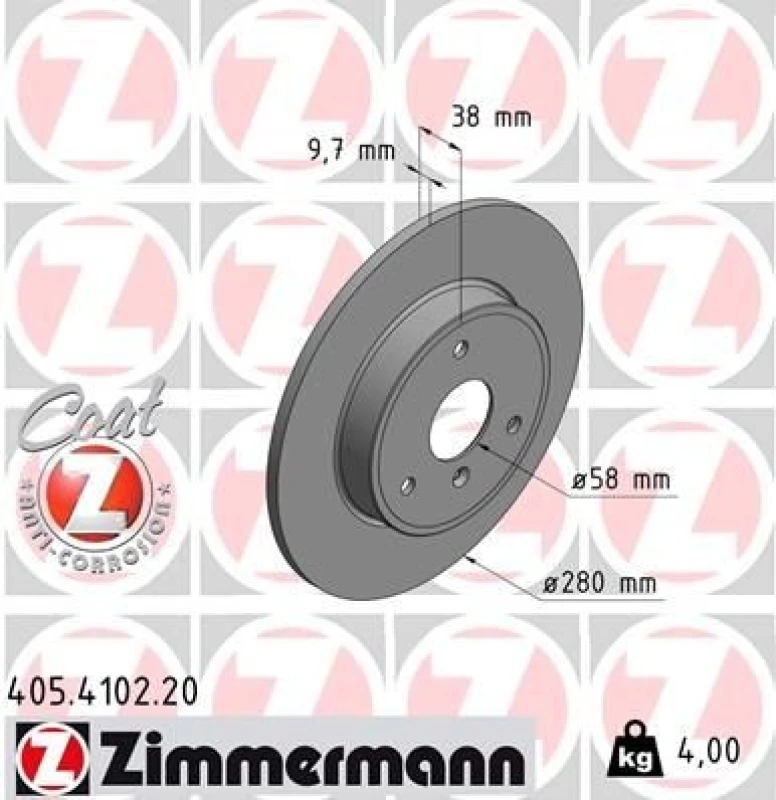 Image of ZIMMERMANN Brake disc ZIMMERMANN 405.4102.20
