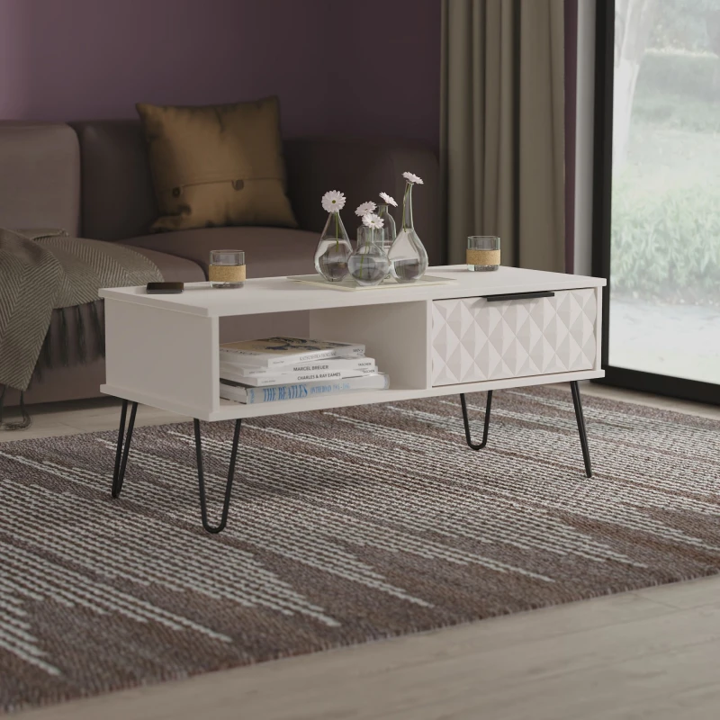 Image of Harlequin 1 Drawer Coffee Table in Kashmir Matt - Ready Assembled - Lewis's Home TJ Hughes 5056812209945