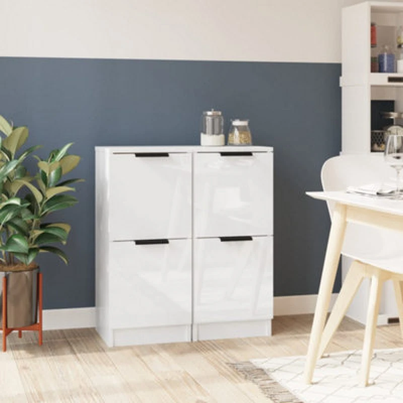 Image of VIDAXL Vidaxl - Sideboards 2 pcs High Gloss White 30x30x70cm Engineered Wood 8720287078869
