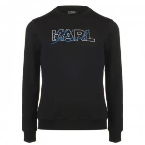 image of Karl Lagerfeld Script Crew Sweatshirt - 990 Black