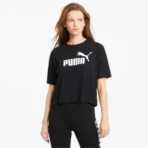 image of PUMA Essentials Logo Cropped Womens T-Shirt, Black, size Large, Clothing