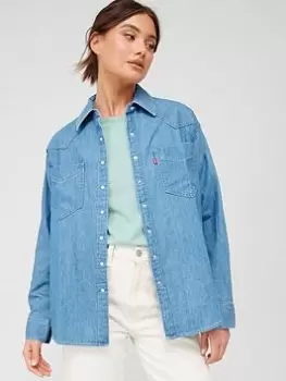 Image of Levis Donovan Western Shirt - Going Steady - Blue, Size Xxs, Women