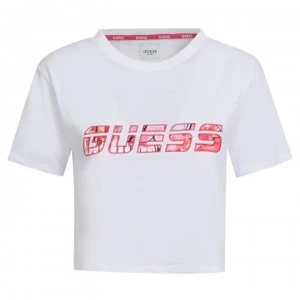 Guess Floral Crop T Shirt - White TWHT