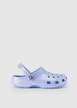 image of Crocs Womens Classic Glitter Clog In Moon Jelly