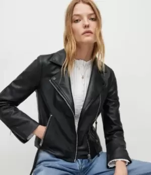 Image of AllSaints Womens Dalby Faux Biker Jacket, Black, Size: 16