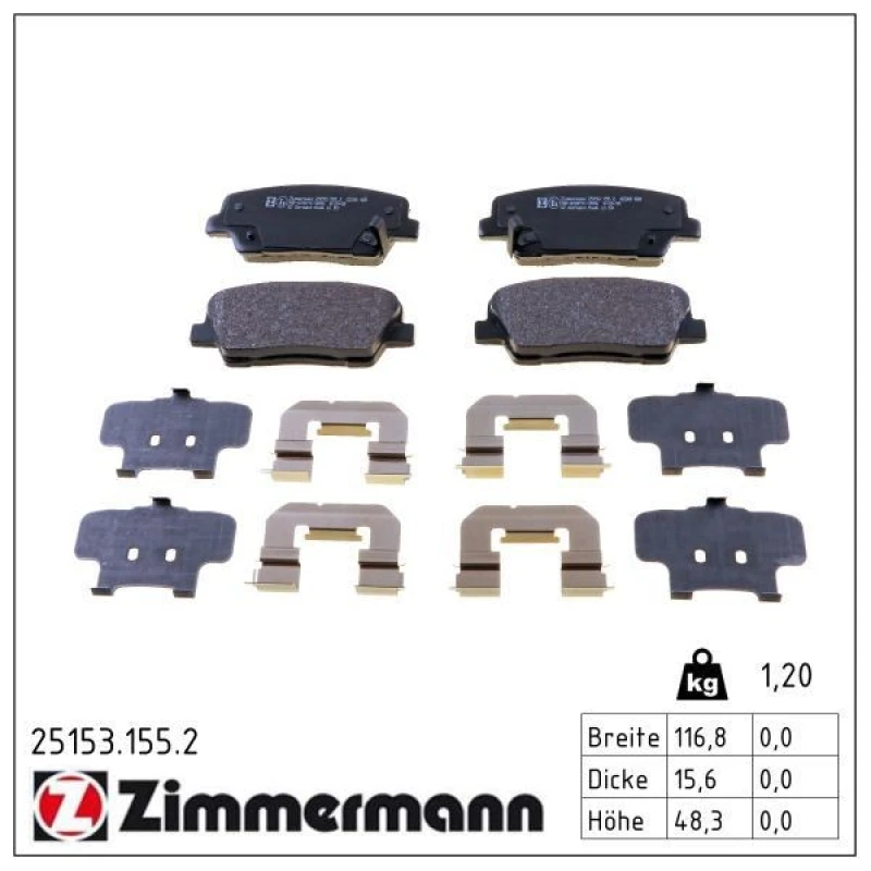 Image of ZIMMERMANN Brake pad set ZIMMERMANN 25153.155.2