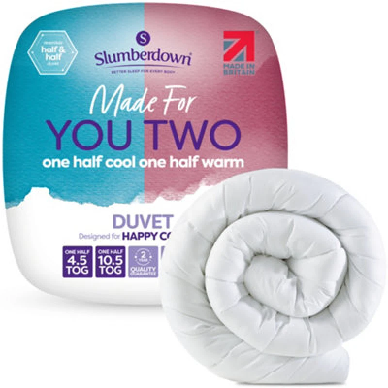 Image of Slumberdown Slumberdown Made For You Two Duvet 4.5/10.5 Tog All Year Round Duvet in White Size: King White King Unisex 5012924065640