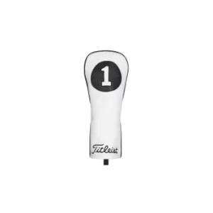 Titleist Leather Hcover Blk/Wht Drv