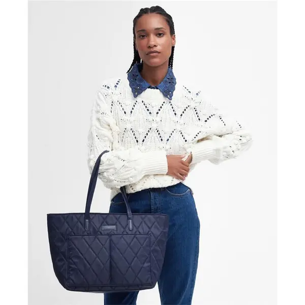 Image of Barbour Quilted Tote Bag - Blue One Size