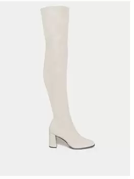 Image of Long Tall Sally Heeled Over The Knee Pu Natural, Beige, Size 10, Women