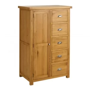 image of Woburn Oak 1 Door 5 Drawer Wardrobe Brown