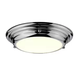 Image of 1 Bulb Flush Light IP54 Bathrooms & Low Ceilings Polished Chrome LED 12W Bulb