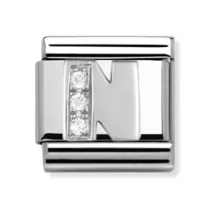 image of Nomination Classic Silver & CZ Letter N Charm