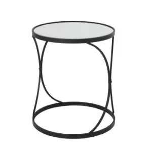 Image of Concaved Set Of Two Black Mirrored Side Tables