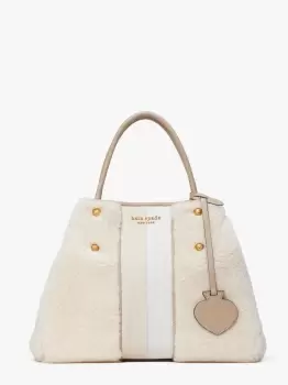 image of Kate Spade Everything Racing Stripe Faux Shearling Medium Tote Bag, Multi, One Size