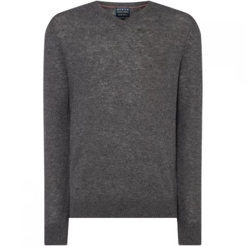 image of Howick Arlington V-Neck 100% Lambswool Jumper - Charcoal Marl