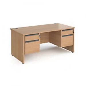 image of Dams International Straight Desk with Beech Coloured MFC Top and Graphite Frame Panel Legs and 2 x 2 Lockable Drawer Pedestals Contract 25 1600 x 800