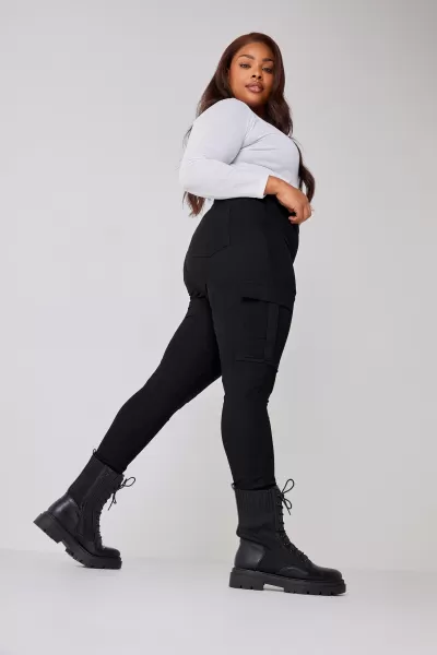 Image of Yours Cargo Jeggings Black