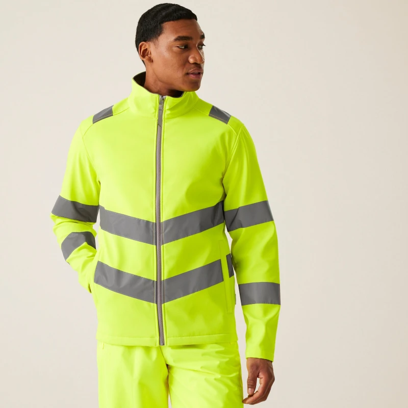 Image of Regatta Regatta Men Hi-Vis Pro Contract Ablaze Softshell in Yellow Size: Small Yellow S Male 5063019699950
