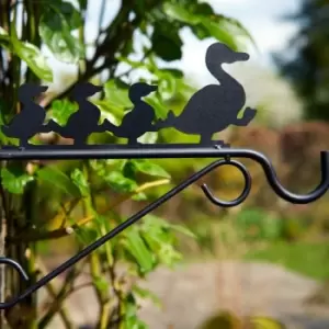 Image of Handcrafted Metal 30cm Black Wall Duck Bracket Hook For Garden Hanging Basket Bird Feeder