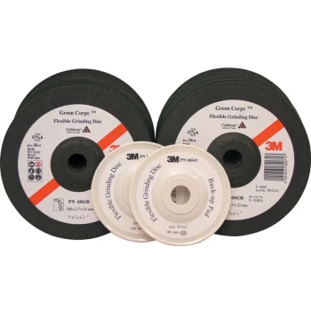 Image of 3M A60638 Green Corps Grinding Disc Kit = 20 Discs + 2 Bup's
