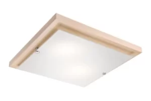 image of Square Simple Flush Ceiling Light White, 2x E27