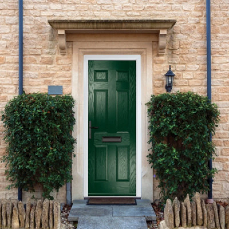 Image of Lacerta Composite Door Muirfield Solid Green 890mm X 2090mm Open In Right Hand No Glass 10 Year Guarantee - Free Delivery & Smart Lock
