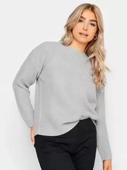 image of M&Co Petite Petite Stitch Detail Jumper Grey, Size 12-14, Women